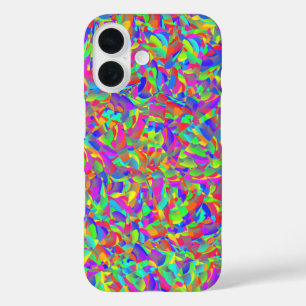 ネオンブライトレインボー紙吹雪抽象芸術 iPhone 16ケース