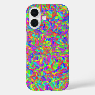 ネオンブライトレインボー紙吹雪抽象芸術 iPhone 16ケース