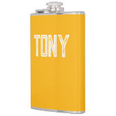 ネオンブライト無地のオレンジ名前をカスタムするモノグラム フラスク (左)