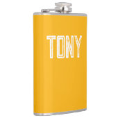 ネオンブライト無地のオレンジ名前をカスタムするモノグラム フラスク (右)