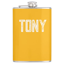 ネオンブライト無地のオレンジ名前をカスタムするモノグラム フラスク