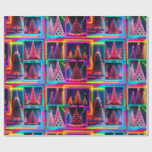 ネオンブライト蛍光ツリーズホリデーラップ ラッピングペーパー (フラット)