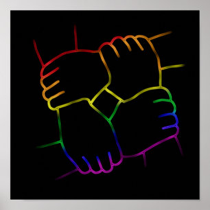 ネオンブライトLGBTQカラフルプライドラインアート ポスター