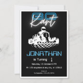 ネオンブラックのゴーカート誕生日招待状 招待状 (正面)