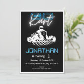 ネオンブラックのゴーカート誕生日招待状 招待状 (スタンド正面)