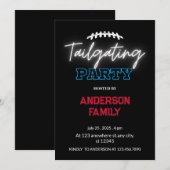 ネオンブラックフットボールテールゲートパーティー 招待状 (正面/裏面)