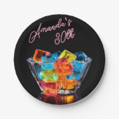 ネオンブラックライトハローショットカクテル誕生日 ペーパープレート (正面)