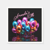 ネオンブラックライトバルーンカクテル誕生日 スタンダードカクテルナプキン (正面)
