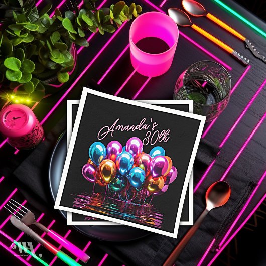 ネオンブラックライトバルーンカクテル誕生日 スタンダードカクテルナプキン