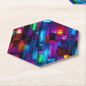 ネオンブラックライト抽象芸術ガラス誕生日 ペーパーコースター (アングル)