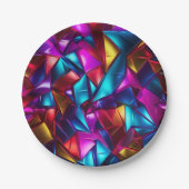 ネオンブラックライト抽象芸術ステンドグラス ペーパープレート (正面)