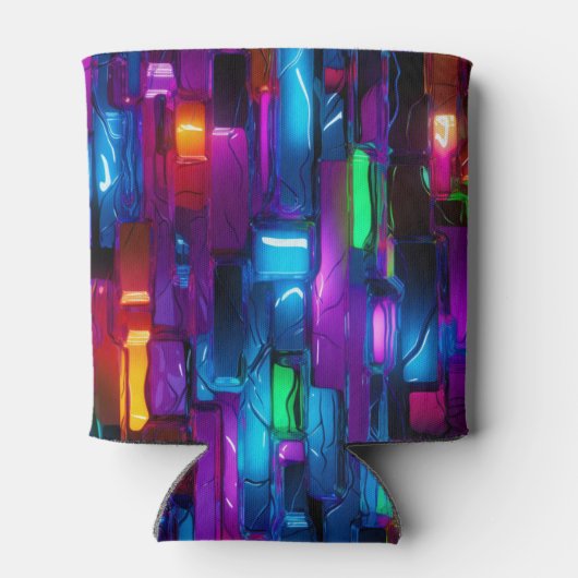 ネオンブラックライト抽象芸術ステンドグラス 缶クーラー (裏面)