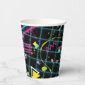 ネオンブラックレトロ80年代90年代バースデーパーティー 紙コップ (裏面)