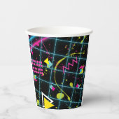 ネオンブラックレトロ80年代90年代バースデーパーティー 紙コップ (正面)