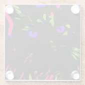 ネオンブラック白熱［赤熱］光を放つ猫 ガラスコースター (裏面)