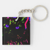 ネオンブラック白熱［赤熱］光を放つ猫 キーホルダー (裏面)