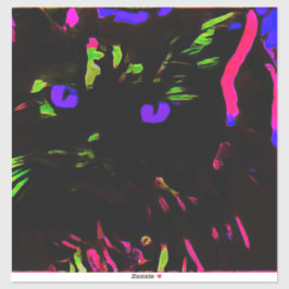 ネオンブラック白熱［赤熱］光を放つ猫 シール