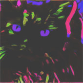 ネオンブラック白熱［赤熱］光を放つ猫 シール (正面)