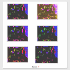 ネオンブラック白熱［赤熱］光を放つ猫 シール