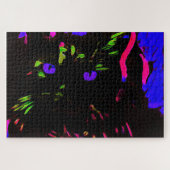 ネオンブラック白熱［赤熱］光を放つ猫 ジグソーパズル (横)