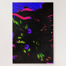 ネオンブラック白熱［赤熱］光を放つ猫 ジグソーパズル