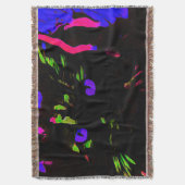 ネオンブラック白熱［赤熱］光を放つ猫 スローブランケット (正面縦)