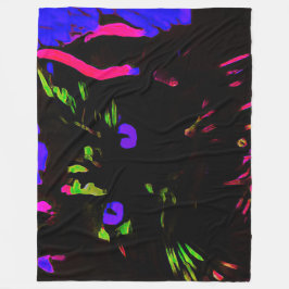 ネオンブラック白熱［赤熱］光を放つ猫 フリースブランケット