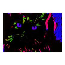 ネオンブラック白熱［赤熱］光を放つ猫