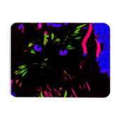 ネオンブラック白熱［赤熱］光を放つ猫 マグネット (横)