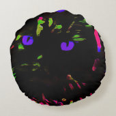 ネオンブラック白熱［赤熱］光を放つ猫 ラウンドクッション (裏面)