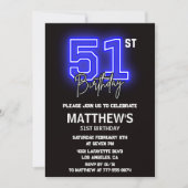 ネオンブラック51歳招待状メンズスポーツ 招待状 (正面)