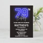 ネオンブラック79th誕生日招待状メンズスポーツ 招待状 (スタンド正面)