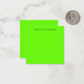 ネオンブリリアントブライトグリーンカラー型テンプレート ノートカード (正面/裏面インサイチュ)