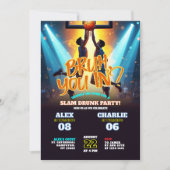 ネオンブルユーインバスケットボールジョイント誕生日 招待状 (正面)