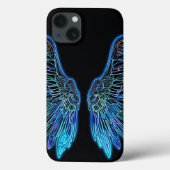 ネオンブルーとブラックエンジェルウィングス Case-Mate iPhoneケース (裏面)