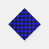 ネオンブルーとブラックチェッ市松模様にカーボードヴィンテージ スタンダードカクテルナプキン (角)