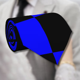 ネオンブルーとブラックチェッ市松模様にカーボードヴィンテージ ネクタイ