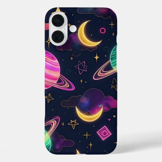 ネオンブルーと紫の宇宙銀河系惑星 Case-Mate iPhoneケース (裏面)