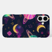 ネオンブルーと紫の宇宙銀河系惑星 Case-Mate iPhoneケース (裏面 (横))