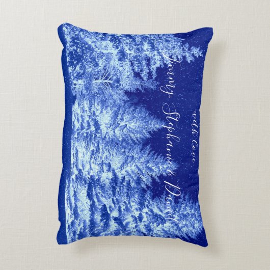 ネオンブルーのクリスマスツリー腰枕 アクセントクッション (裏面(縦))