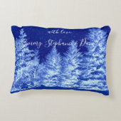 ネオンブルーのクリスマスツリー腰枕 アクセントクッション (裏面)