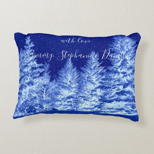 ネオンブルーのクリスマスツリー腰枕 アクセントクッション (裏面)