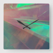 ネオンブルーのピンクの緑のシンセウブ発光灯 スクエア壁時計 (正面)