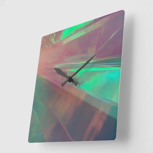 ネオンブルーのピンクの緑のシンセウブ発光灯 スクエア壁時計 (傾斜)
