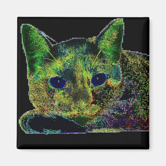 ネオンブルーアイドキャット マグネット (正面)