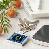 ネオンブルーアンドブラックレオパードファーペット用名札 キーホルダー (側面)