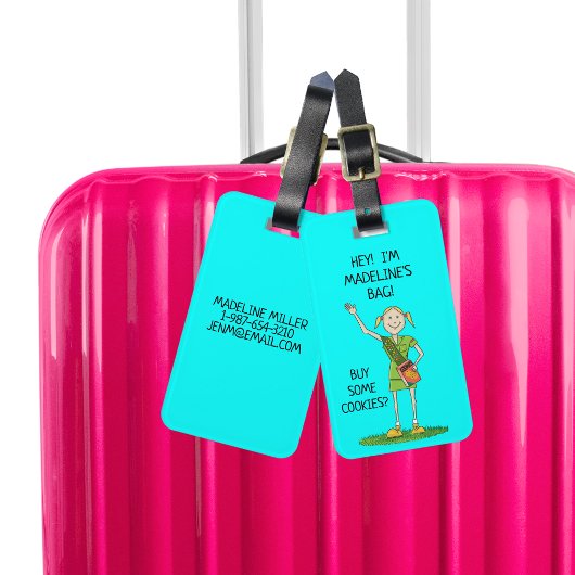 ネオンブルーガールスカウトジュニア |カスタム ラゲッジタグ