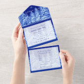 ネオンブルークリスマスツリー招待状 オールインワン招待状 (貼ってはがせる)