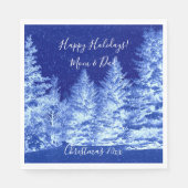 ネオンブルークリスマスツリー スタンダードランチョンナプキン (正面)