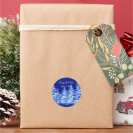 ネオンブルークリスマスツリー ラウンドシール